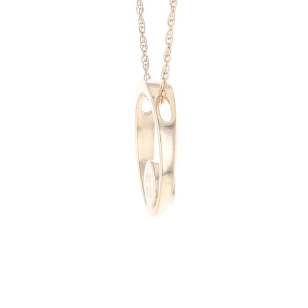Gold Quartz Pendant Open Circle Design Round Inlay Pendant