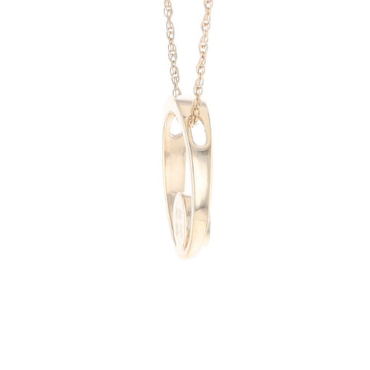 Gold Quartz Pendant Open Circle Design Round Inlay Pendant