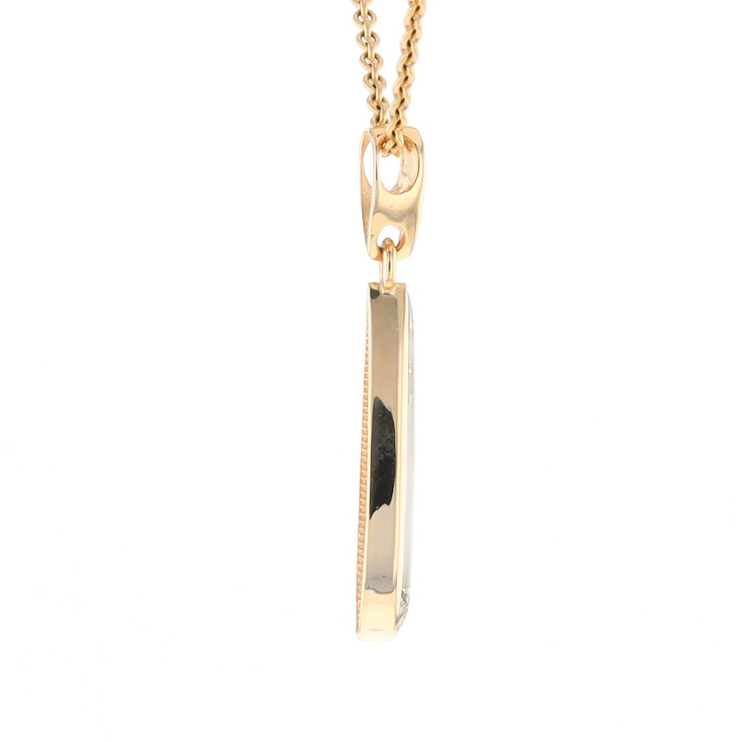 Gold Quartz Pendant Tear Drop Inlaid Design G2