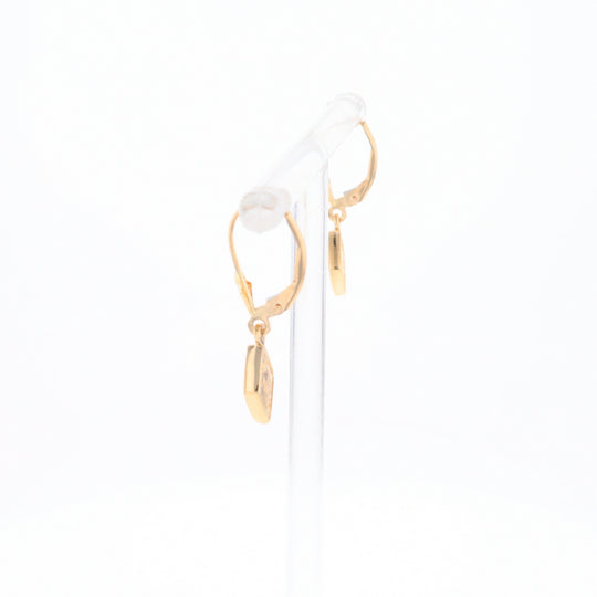 Gold Quartz Earrings Diamond Shape Inlaid Lever Backs G1