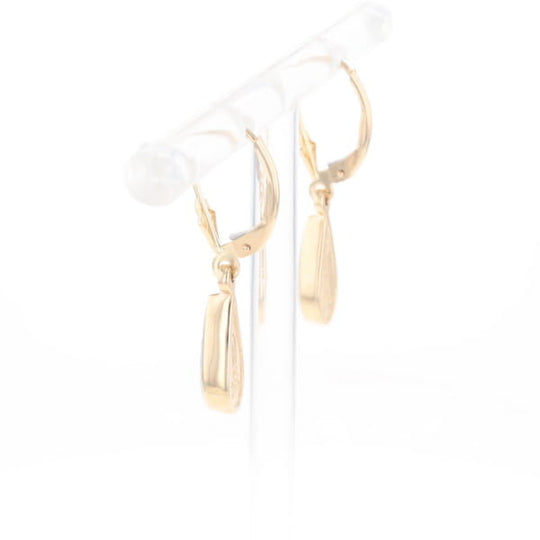 Gold Quartz Earrings Tear Drop Inlaid Lever Backs - G2