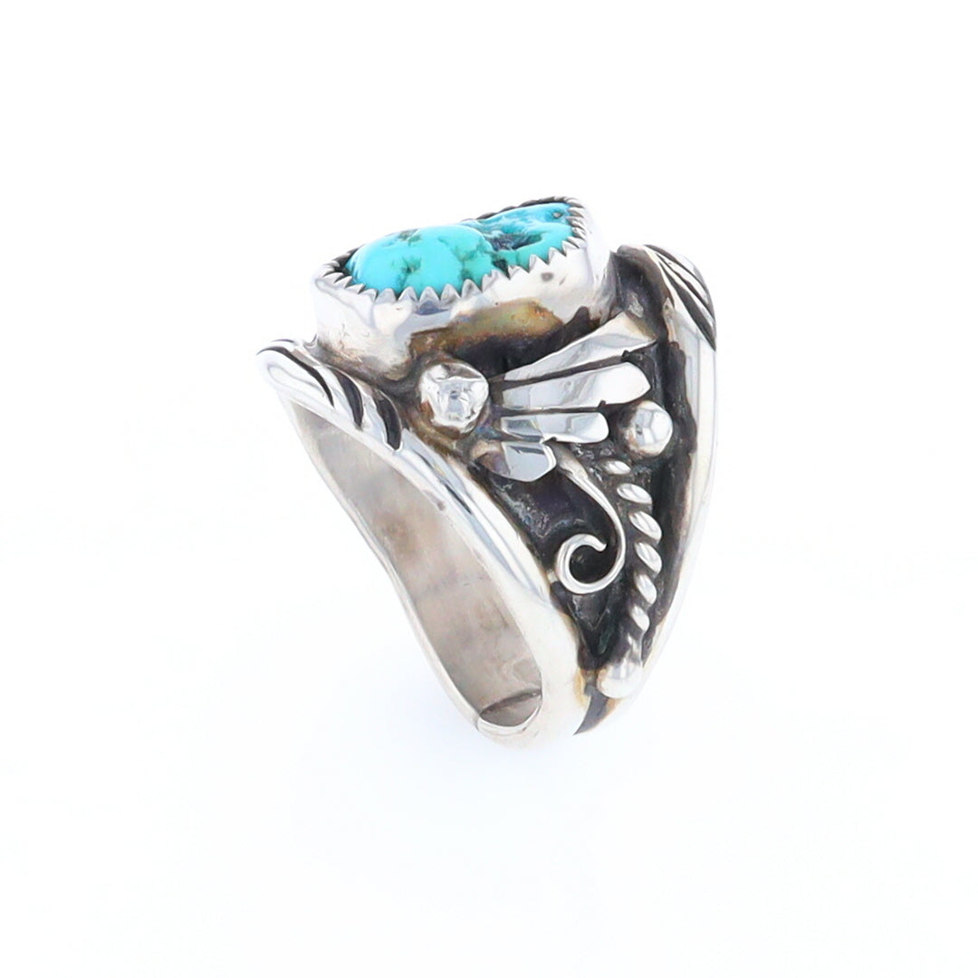 Navajo Turquoise and Feather Design Ring