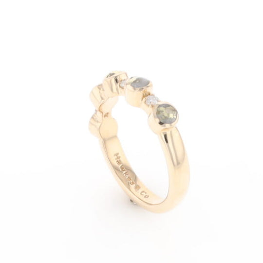 Gold Quartz Circle Inlay Wedding Band - G2