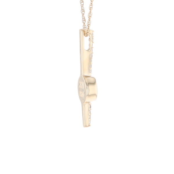 Diamond Bar Gold Quartz Round Inlaid Pendant G2