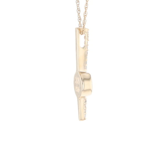 Diamond Bar Gold Quartz Round Inlaid Pendant G2