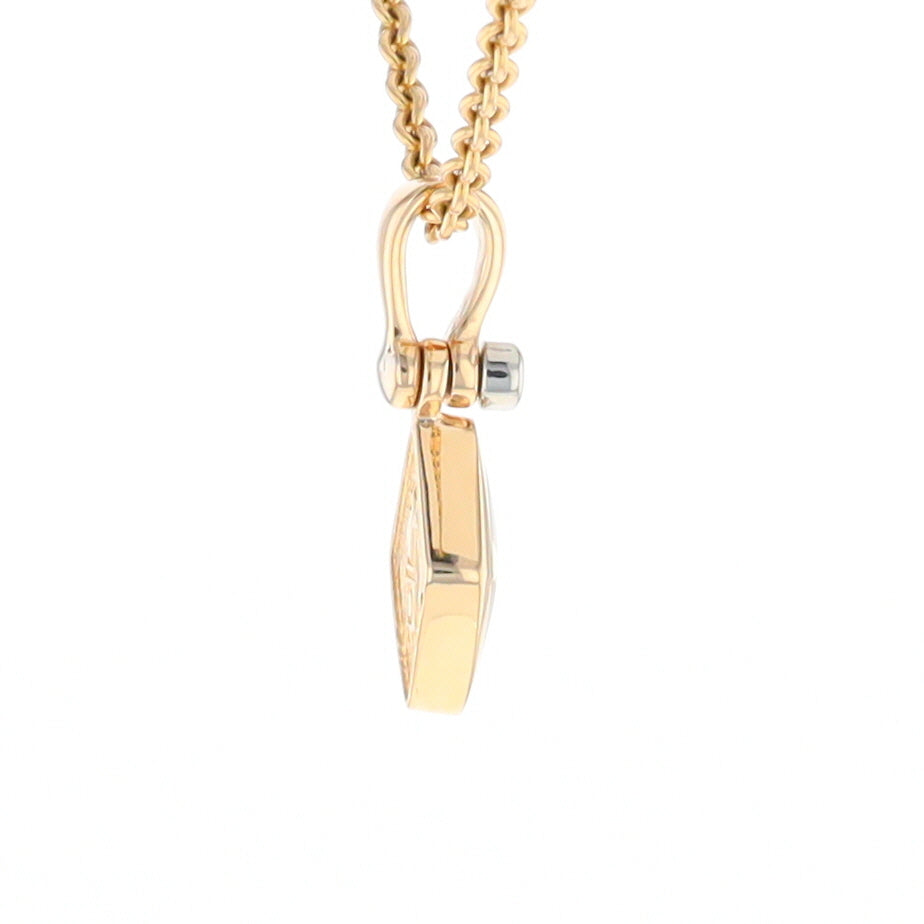 Gold Quartz Necklace Diamond Shape Inlaid Pendant with .02ct Diamond