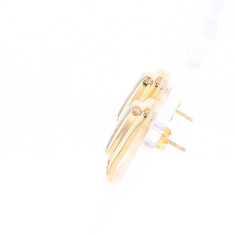 Gold Quartz Earrings Rectangle Inlaid Design