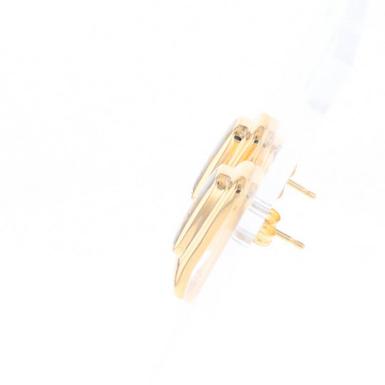 Gold Quartz Earrings Rectangle Inlaid Design