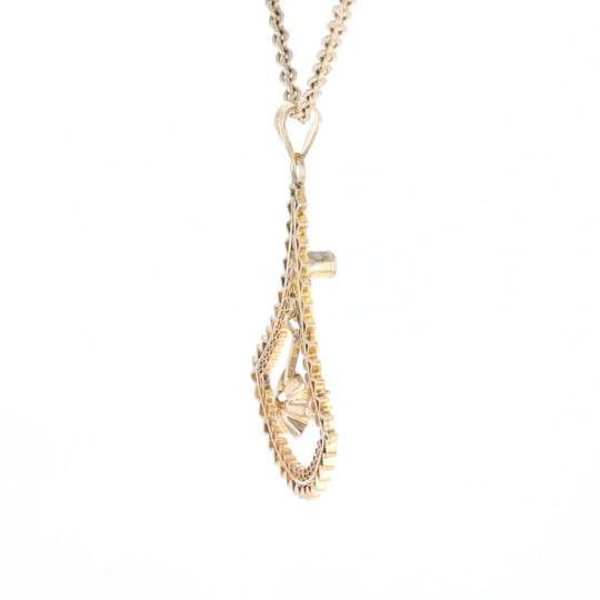 Vintage Buttercup Dangle Ruby Scrollwork Pendant