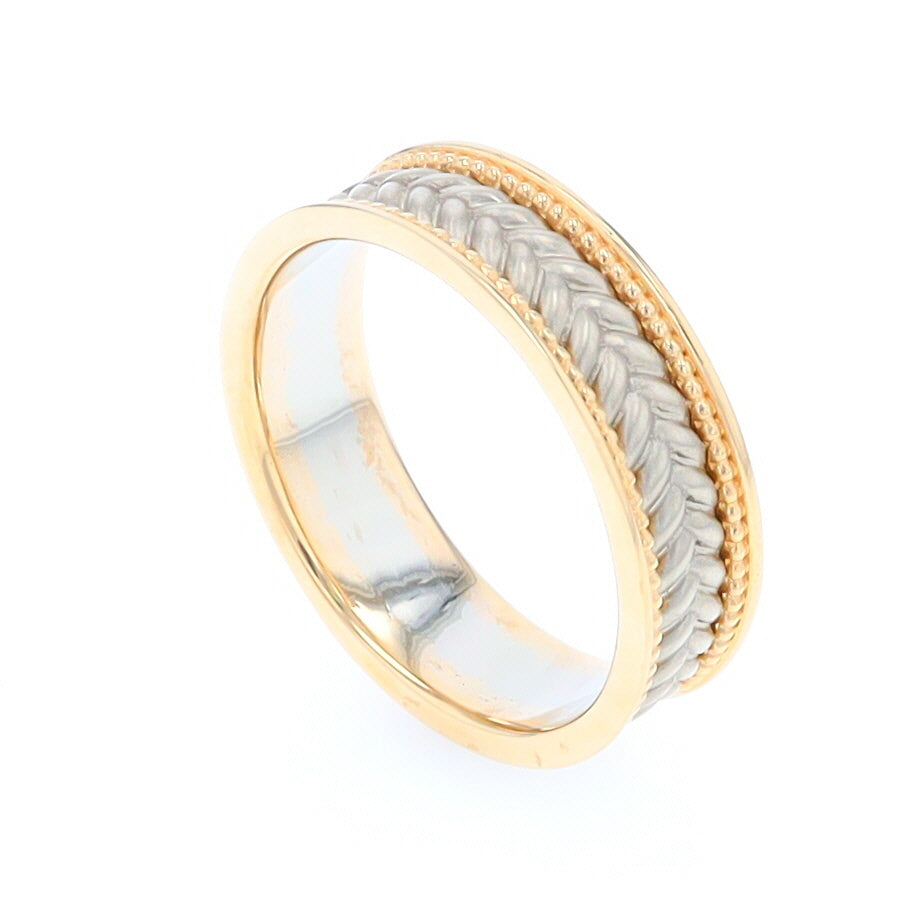 Braided White and Yellow Gold Men's Ring