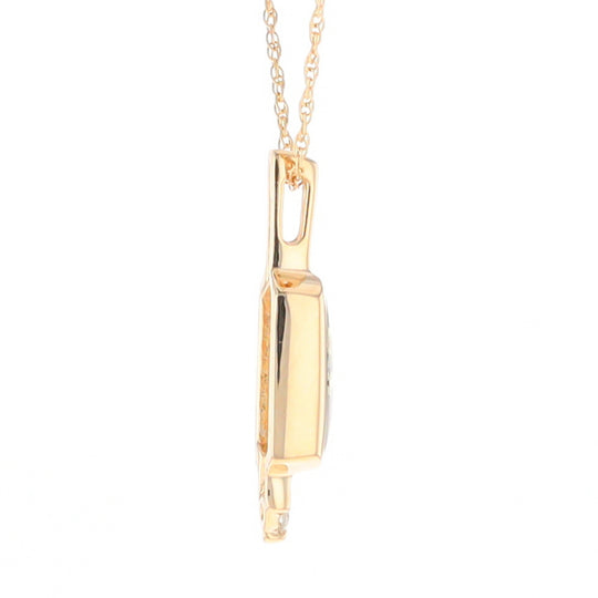 Gold Quartz Pendant with 0.04ctw Diamond Accent