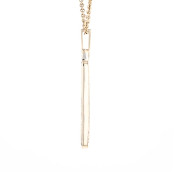 Gold Quartz Necklace, Rectangle Inlaid, .27ctw Diamond Halo Pendant