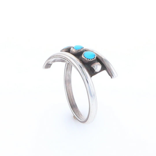 Round Turquoise Row Bypass Ring