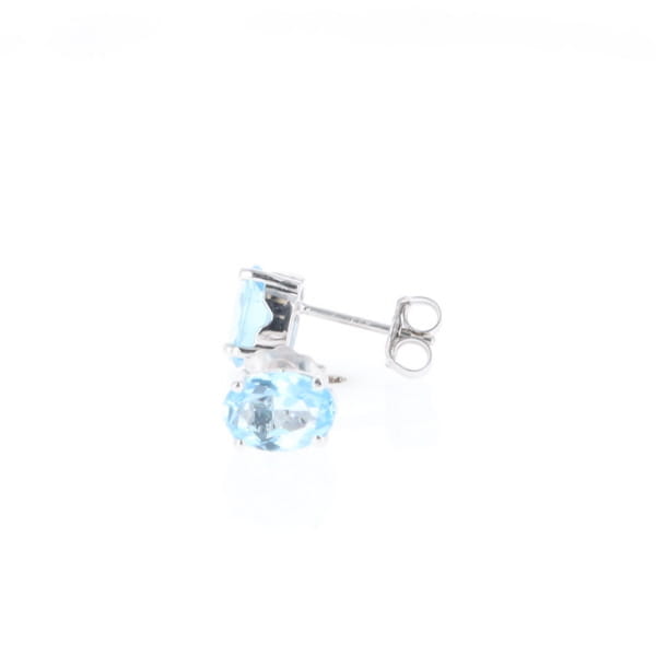 Oval Blue Topaz Stud Earrings