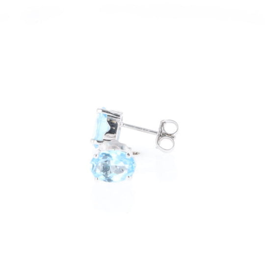 Oval Blue Topaz Stud Earrings