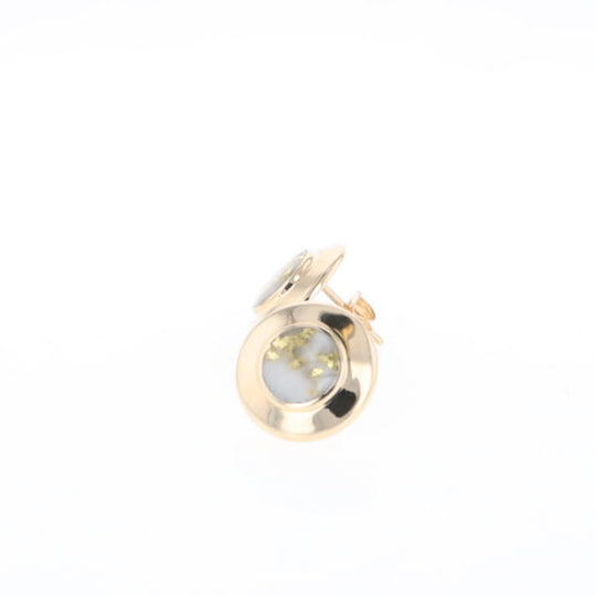 Superior Quality Gold Quartz Inlaid Circle Stud Earrings