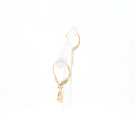 Gold Quartz Earrings Round Inlaid Design Lever Backs