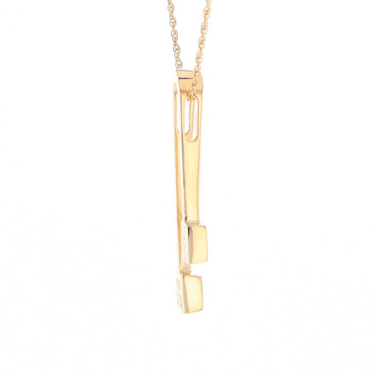 Gold Quartz 2 Square Curved Bar Pendant