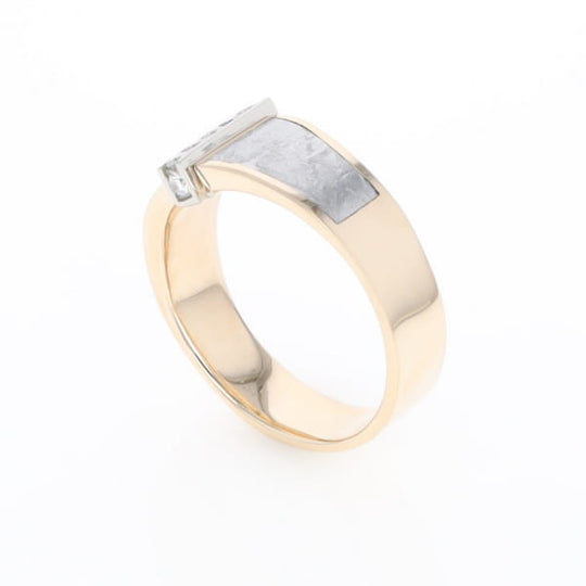 Meteorite Ring Double Sided Inlaid with .19ctw Round Diamonds