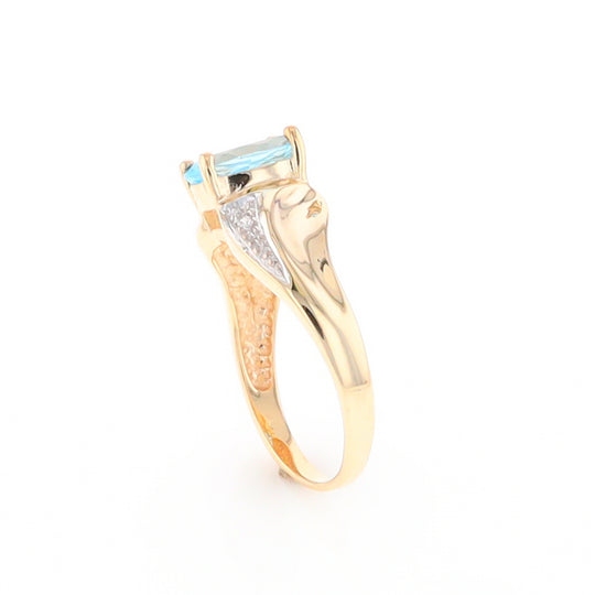 Blue Topaz Ring with Diamond Accents