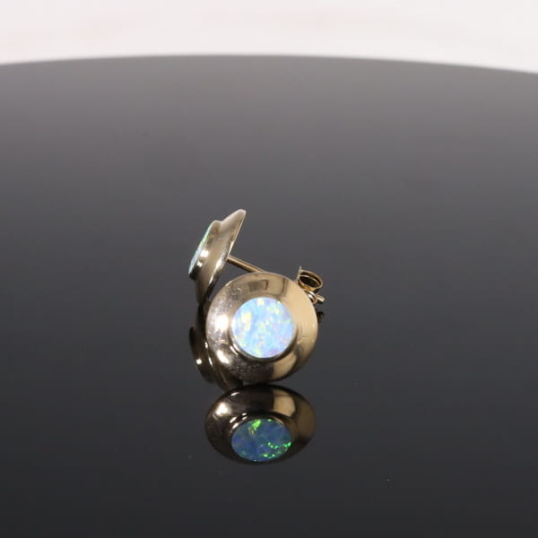 Opal Earrings Round Inlaid Design Studs