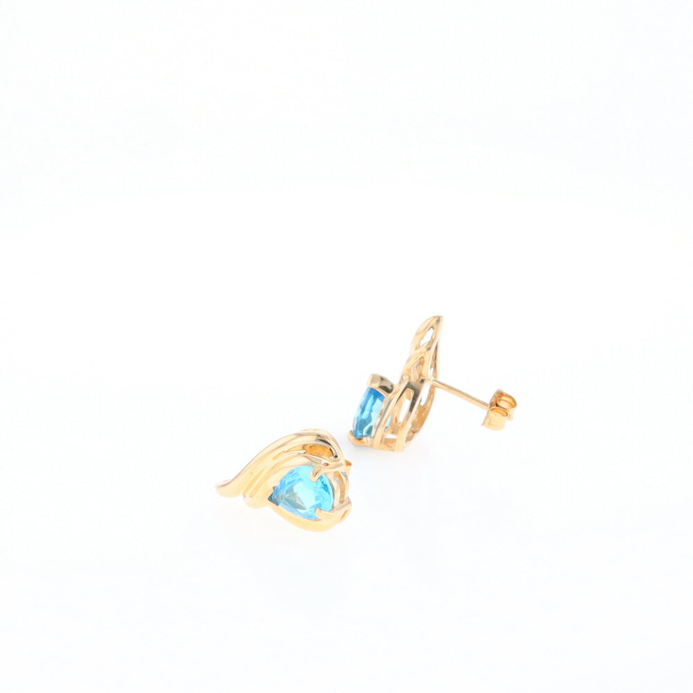 Blue Topaz Swirl Pear Stud Earrings