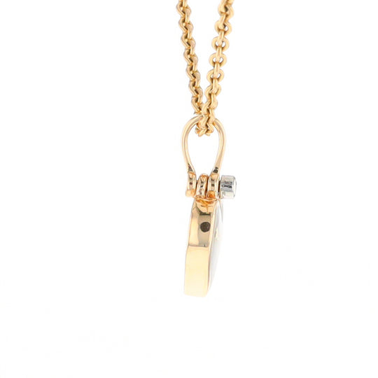 Gold Quartz Necklace Heart Inlaid Design Pendant with .02ct Diamond