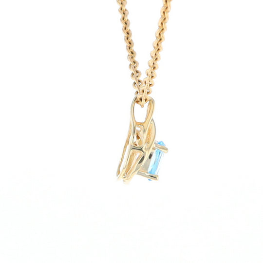 Pear Blue Topaz Diamond Pendant