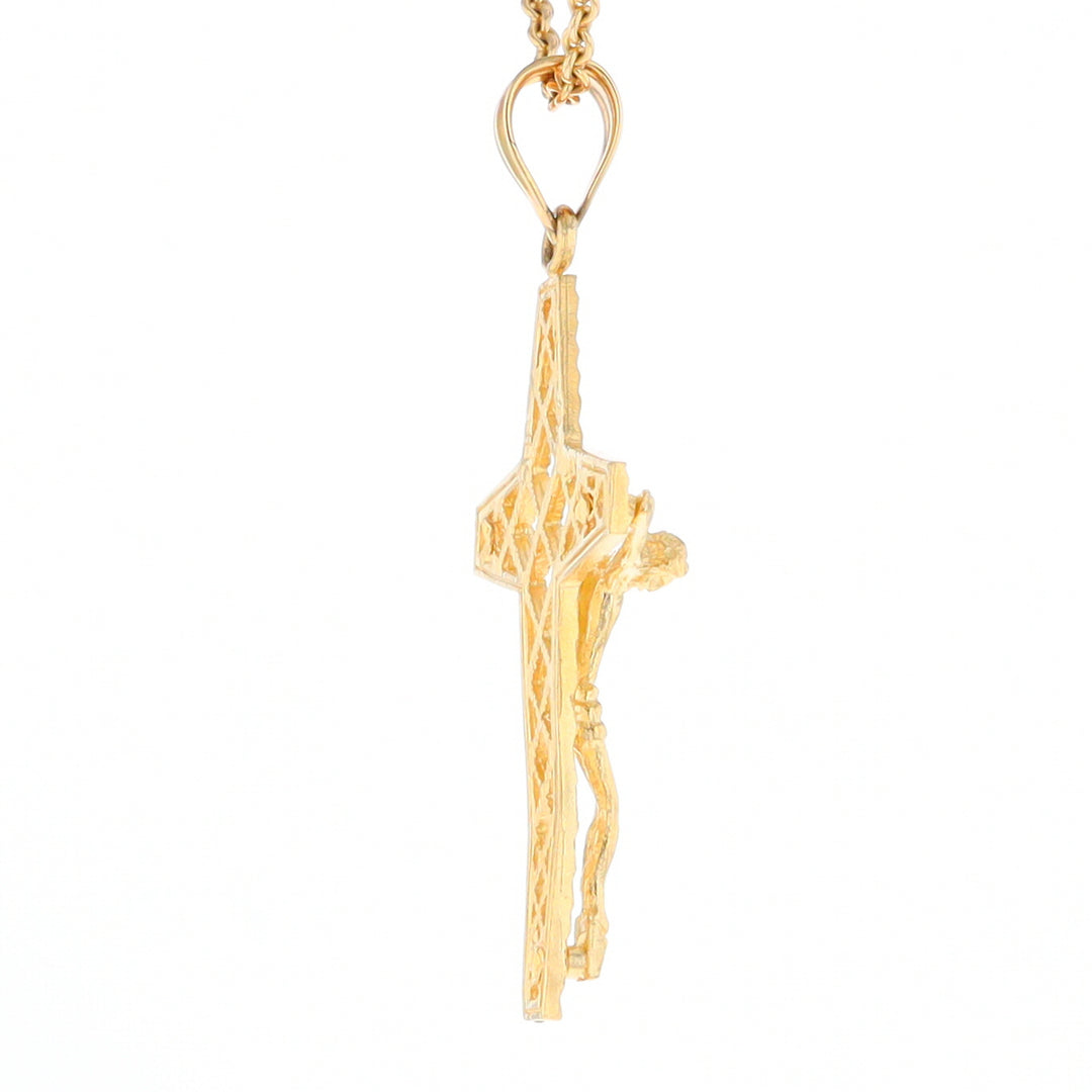 Gold Mesh Crucifix Pendant