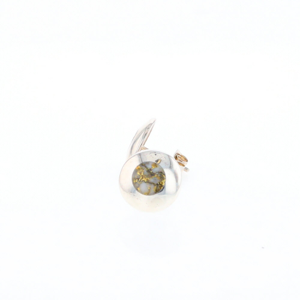 Sterling Silver Gold Quartz Inlaid Circle Stud Earrings - G3