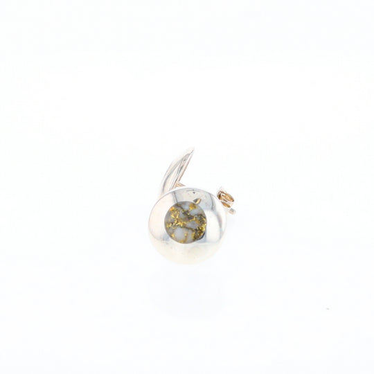 Sterling Silver Gold Quartz Inlaid Circle Stud Earrings - G3