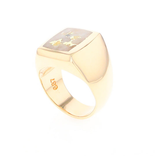 Natural Gold Quartz Men's Ring