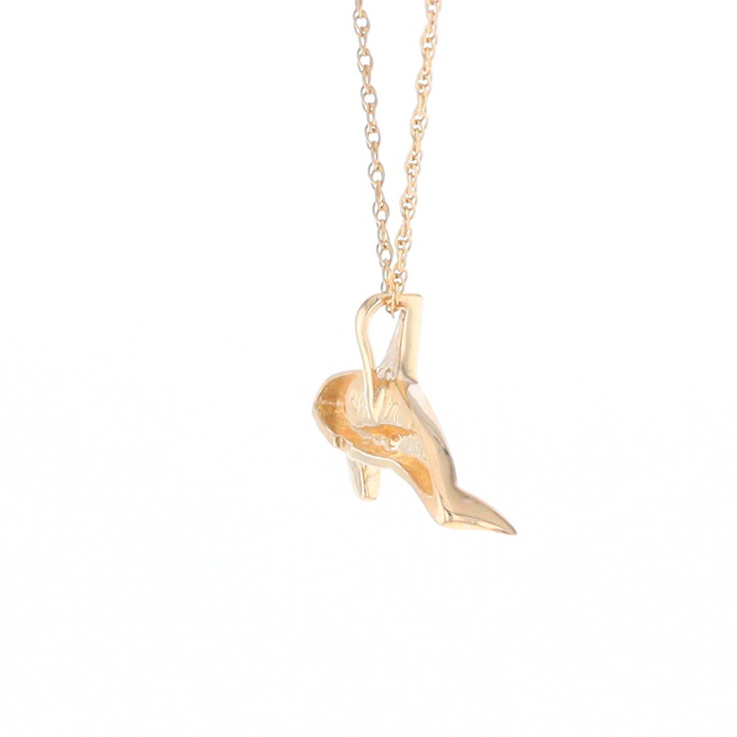 Gold Quartz Necklace Orca Killer Whale Inlaid Sea Life Pendant