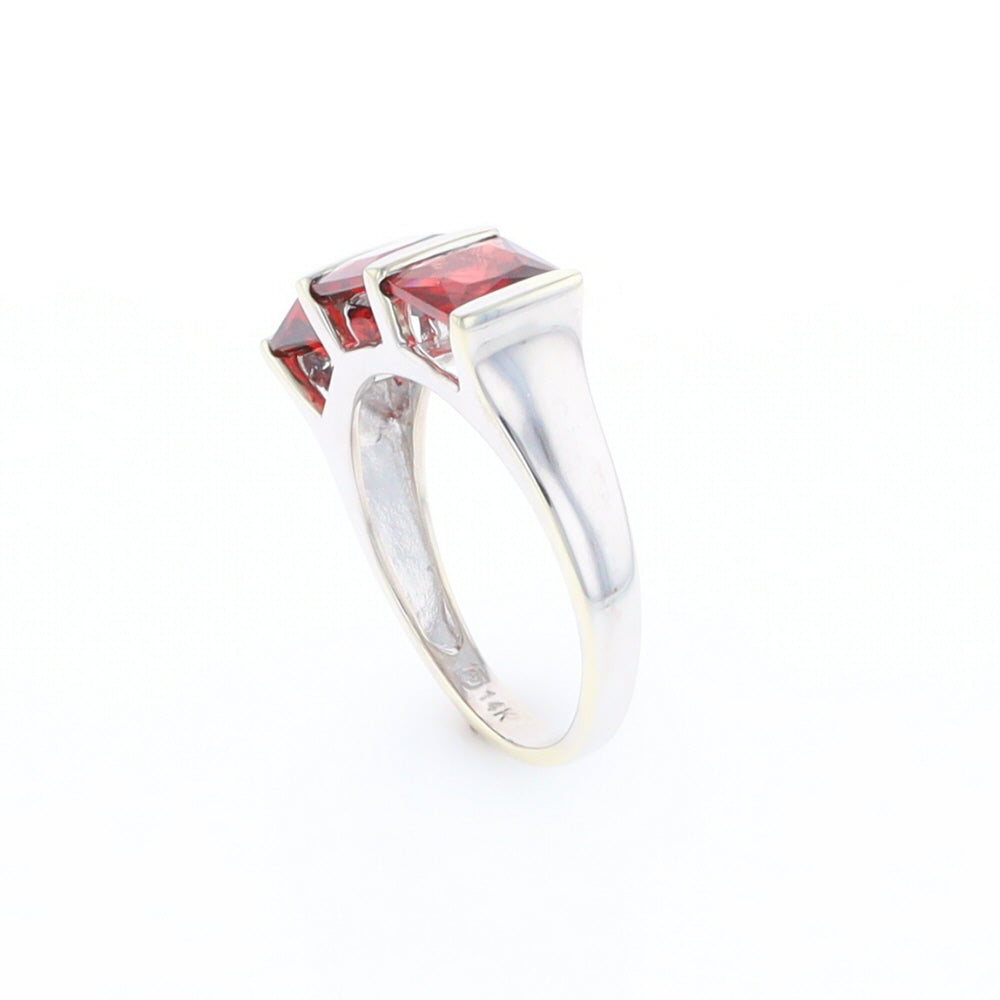 Three Square Garnet Ring