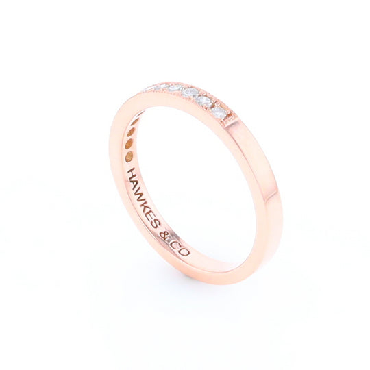 Rose Gold Milgrain Diamond Wedding Band