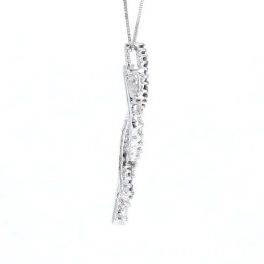 Ribbon Necklace With Black and White Diamonds