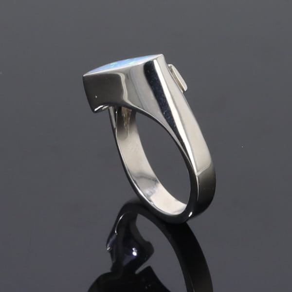 Opal Rings Geometric Inlaid Design with Tanzanite and .08ctw Diamonds