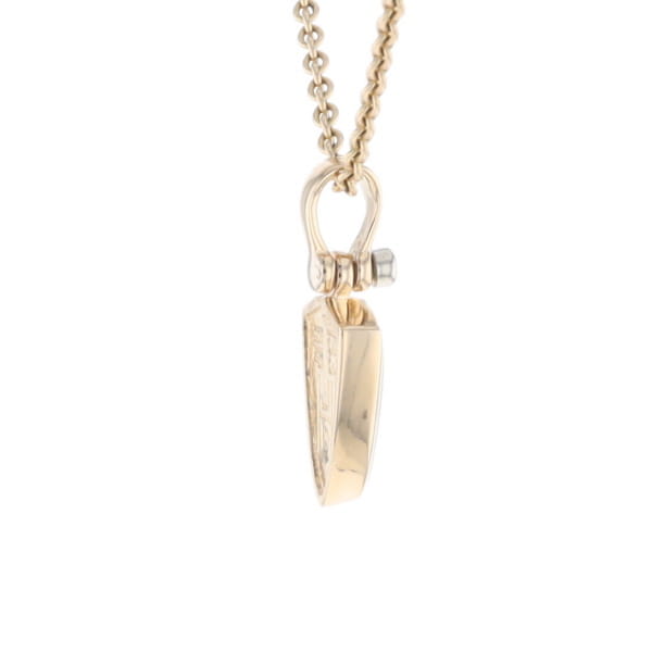 Gold Quartz Pendant Shield Shape Inlaid Pendant with .02ct Diamond