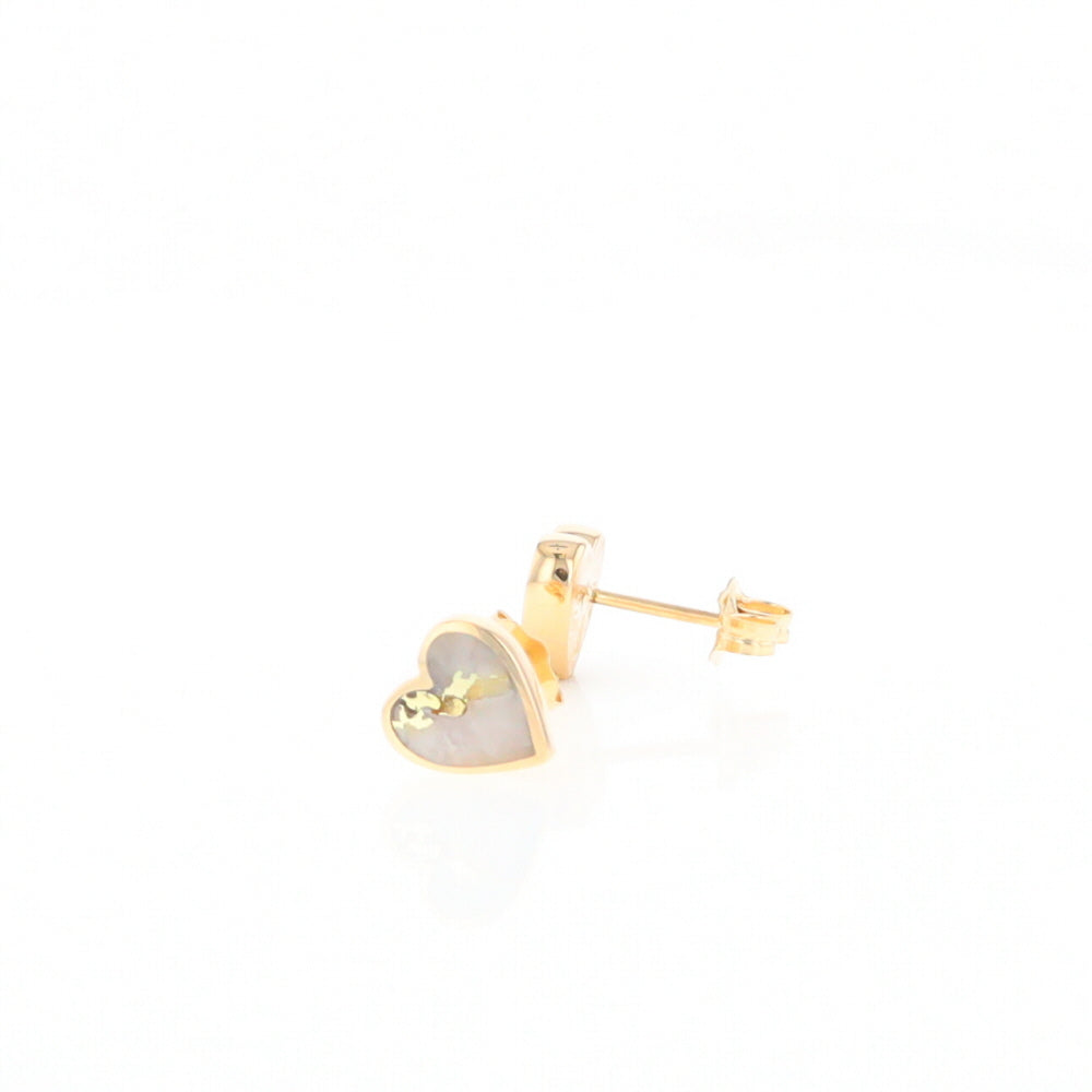 Gold Quartz Heart Stud Earrings - G2