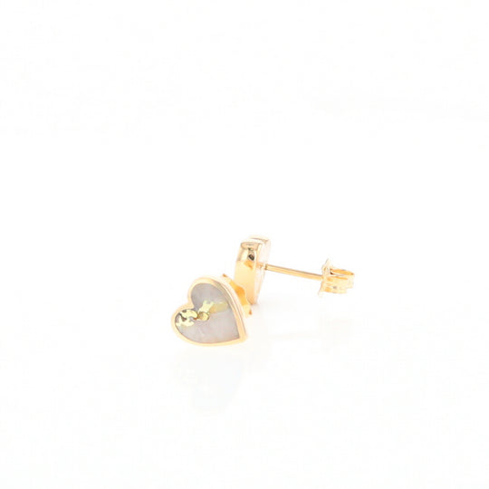 Gold Quartz Heart Stud Earrings - G2