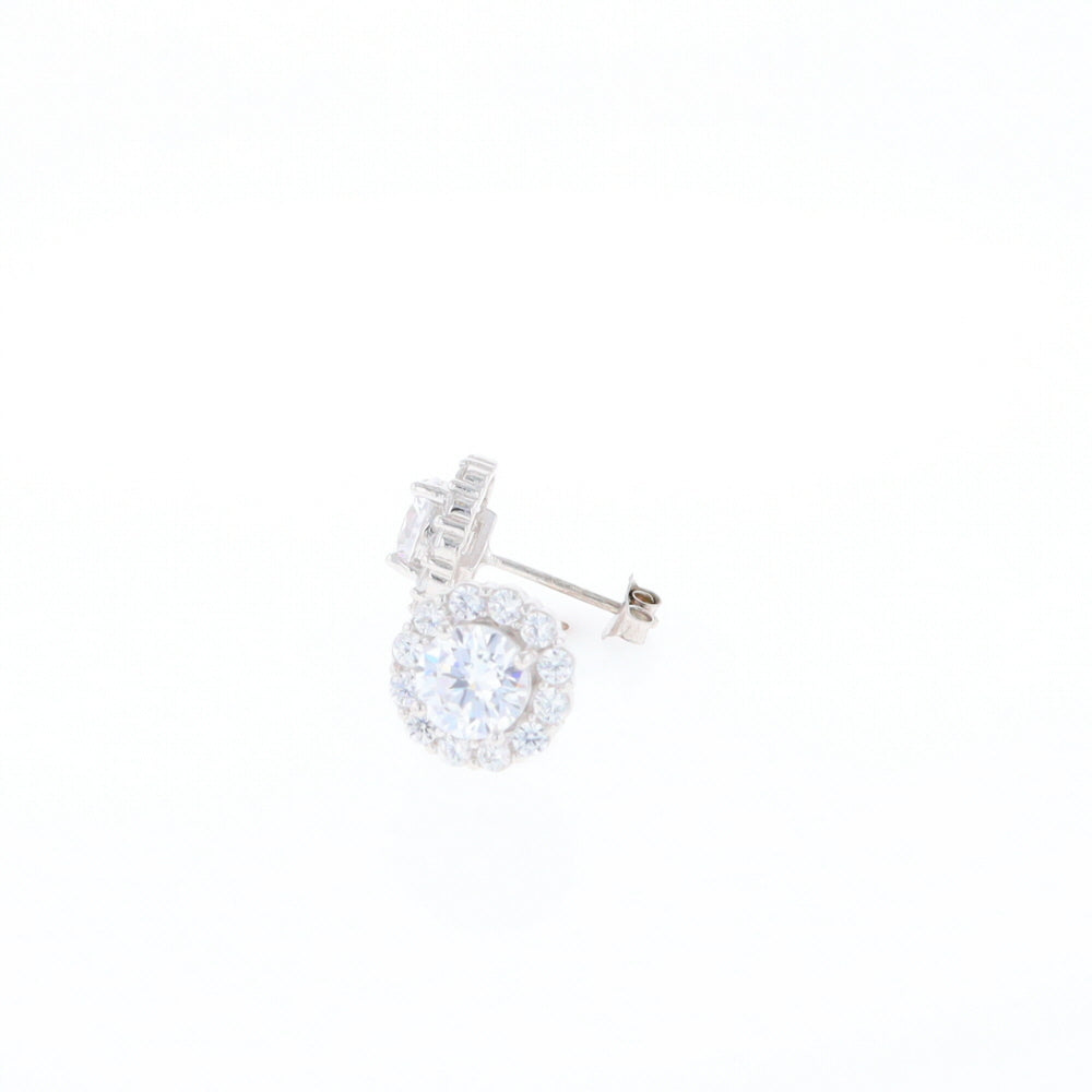 Cubic Zirconia Halo Stud Earrings