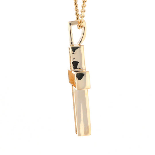 Gold Quartz Pendant Cross Design 3 Section Inlaid Pendant