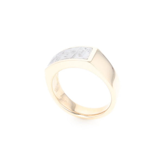 Rectangle Meteorite Inlaid Ring