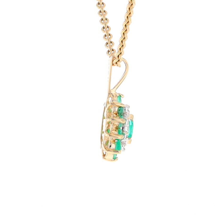 Marquise Shaped Emerald and Diamond Pendant