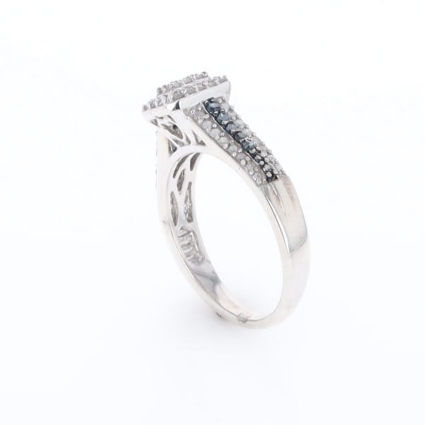 Blue & White Diamond Rectangle Cluster Ring