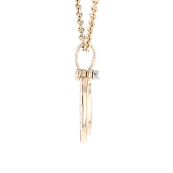 Gold Quartz Pendant Oval Inlaid with .22ctw Round Diamonds Halo (G1)