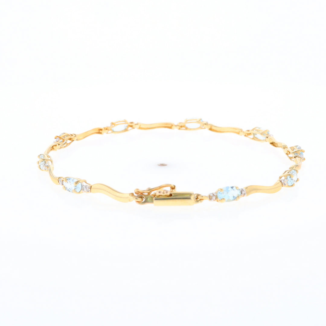 Aquamarine and Diamond Tennis Bracelet