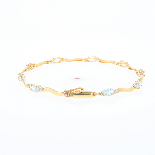 Aquamarine and Diamond Tennis Bracelet