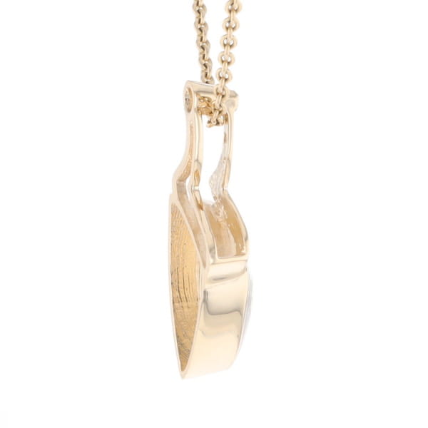 Gold Quartz Triangulare Inlaid Pendant with Diamond Accent