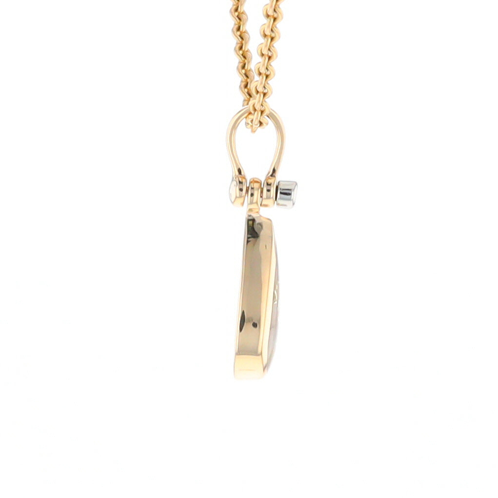 Gold Quartz Pendant Tear Drop Inlaid Design with .02ct Diamond